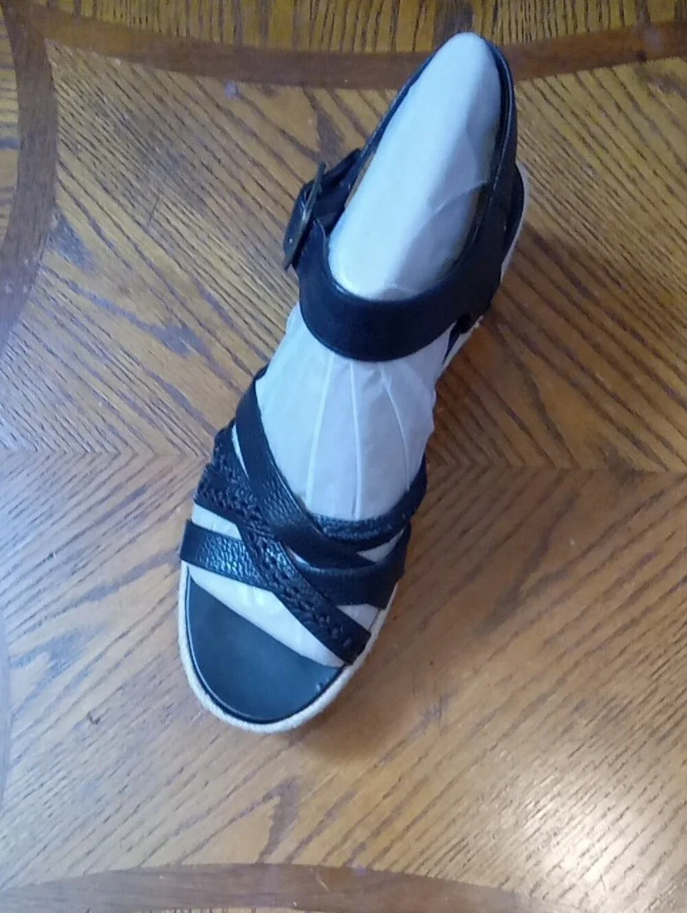Vionic Wedge Espadrille Leather Strap Sandals NWT